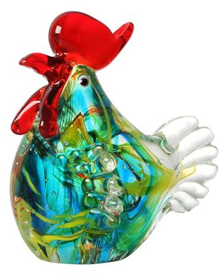 Escultura de pollo de vidrio soplado hecha a mano, manualidades artísticas de gallo de cristal, figuras de animales, adornos de decoración del hogar, regalo