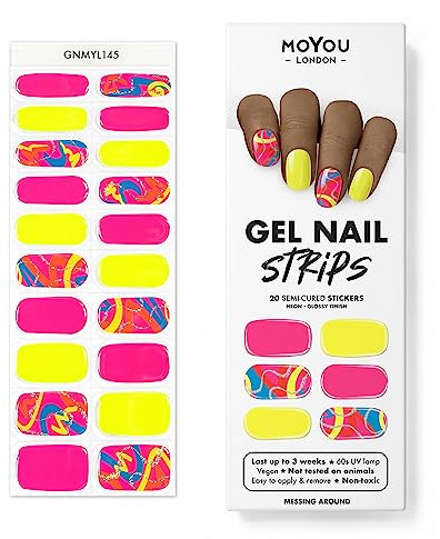 MOYOU LONDON Semi Cured Gel Nail Strips - 20 Pcs. Nail Wraps for Salon-Quality Manicure - Works with Any UV Lamp - Easy to Apply, Trim, & Remove Gel Stickers