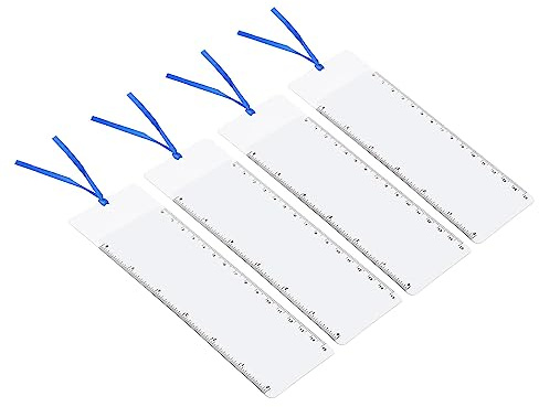 PATIKIL 4 Pack Lesezeichen Lupe mit 6 Lineal 3X Vergrößerung | Blatt Seite Lupe Linse, Für Sehschwache Menschen Lesen Buch Zeitschrift Zeitung