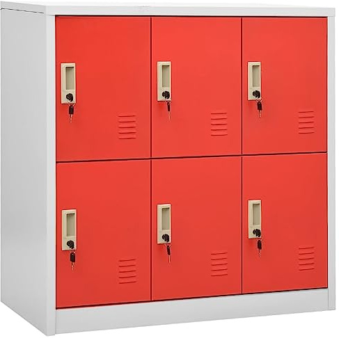 ZQQLVOO Schränke Anrichte Mehrzweckschrank Schließfachschrank Hellgrau und Rot 90x45x92,5 cm Stahl