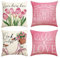 NYGGTYK 4 federe per cuscini a tulipani, con fiori rosa, beige, federe per cuscini decorativi per il soggiorno (inserti per cuscini non inclusi)