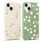 Xylota 2 Stück Handyhülle für iPhone 14/iPhone 13 6,1 Hülle,Aesthetic Muster Blumen Mädchen Frauen Case, Weich Silikon Dünn TPU Bumper Stoßfeste Kratzfest Schutzhülle Cover für iPhone 14,Grün + Beige