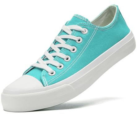 sharllen Ladies Canvas Shoes Women, Unisex Lace up Plimsolls Pumps Low Top Trainers for Men Casual Sneakers Canvas Plimsoles Flat Shoes(Light Green 270)