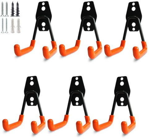 PYBTOOL Heavy Duty Garage Storage Utility Hooks, Steel Wall Mount Hooks, Garage Garden Tool Organizer, Hanging Utility Wall Hooks, Steel Garage Garden Hooks, Small U Hooks Tool Storage Organizer