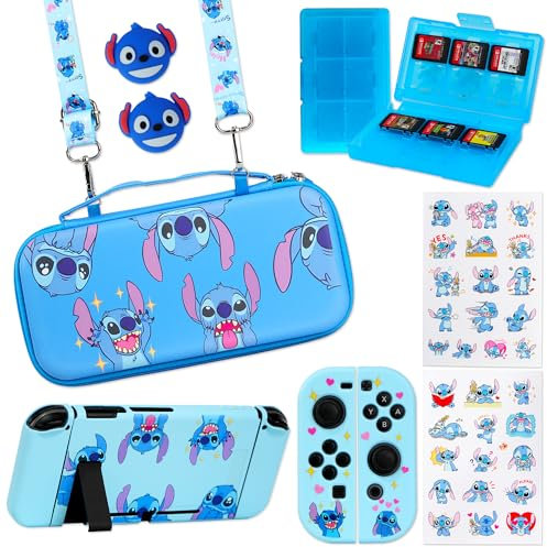 PERFECTSIGHT Switch Carrying Case for Nintendo Switch Console with 10 in 1 Bundle Accessories, Game Card Case, Swtich Thumb Grip Caps, Switch Protective Case Cover (ST Emotion)