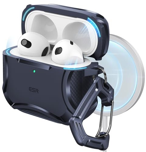 ESR for AirPods 4 Case, Compatible with AirPods 4th Generation Case (2024), Compatible with MagSafe, Powerful Drop Protection, Magnetic Lid, Cyber Series, Blue