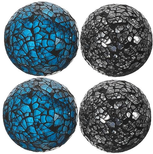 Yardenfun 4pcs Mosaic Decorative Balls Glass Balls Disco for Tabletop Decor Wedding Centrepieces for Tables Home Crafts