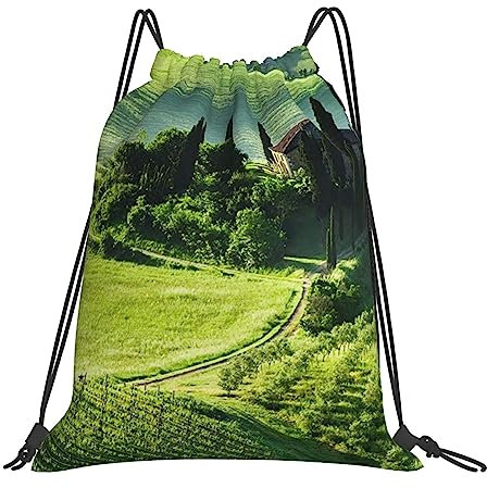 SBKGBIEHG Rucksack mit Kordelzug, Motiv: Tal der Olivenhaine, bedruckt, für Mann und Frau, Turnbeutel, Kordelbeutel, Valley of Olive Groves, One size