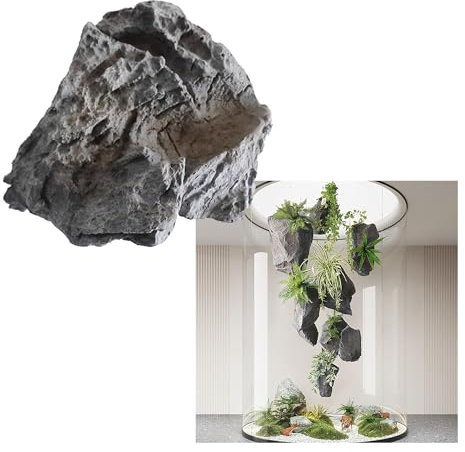 Hängende Landschaftsfelsen, Findlinge steine für garten, massive künstliche Felsen, künstliche Landschaft aus PU-Schaum, für Gartenaufnahmen, Landschaftsgestaltung, Hofdekor und Gärten(35*25*26cm)