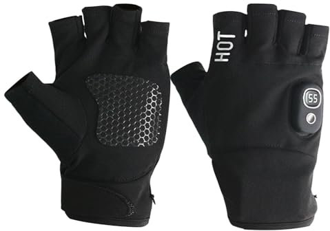 Rechargeable Fingerless Heated Gloves, Heated Work Gloves, 2000mAh Hand Warmers Rechargeable Gloves, Electric Fingerless Gloves For Men Women, Winter Hand Warmer For Cycling Skiing Outdoor Snow