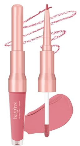 bayfree 2-IN-1 Lip Liner and Lip Stain, High Pigmented Long Lasting Velvet Lip Tint, Well-Defined Lipliner, Weightless Waterproof Not Animal Tested, Matte Finish Makeup