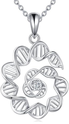 AXELUNA DNA-Halskette für Damen und Herren, S925er-Sterlingsilber, DNA-Anhänger, DNA-Schmuck, Biologen, Geschenke für Damen und Herren