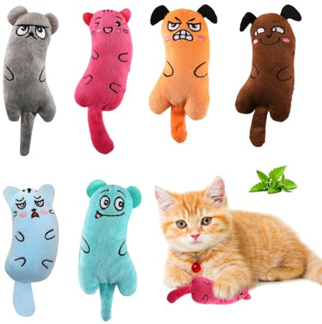 CATOR 6 Stück katzenminze kissen, baldrian kissen für katzen, Katzenminze Spielzeug Plüsch Katzenminze Kissen, Baldrian Kissen für Katzen,Katzen Spielzeug Kitten, Katzenspielzeug mit Katzenminze