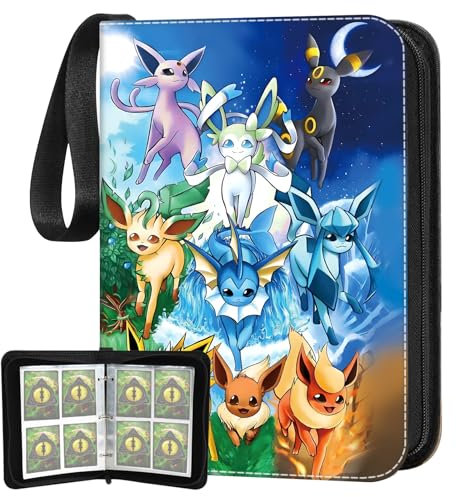 Sammelkarten Album, Karten Sammelalbum, Tragbarer Wasserdicht Card Holder, Mit Reißverschluss PU Sammelalbum, Geschenk für Kinder, Jugendliche & Sammler(50 Seiten 400 Sammelalbum Karten)