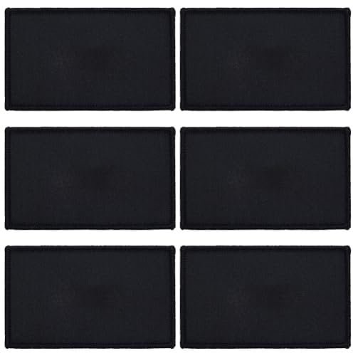 WEBEEDY 6 Stück solide schwarze Flaggen-Aufnäher, zum Selbermachen, blanko, bestickt, für Rucksäcke, Hüte, Kleidung, Taschen, Uniformen, Bastelaufnäher, 8 x 5 cm, rechteckig