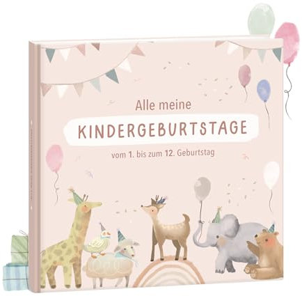 Mintkind Fotoalbum Kinder Rosa – Erinnerungsbuch Kindergeburtstag mit Ausfüllseiten – Erinnerungsalbum 1 bis 12 Jahre – Geschenk zur Geburt für Jungen & Mädchen