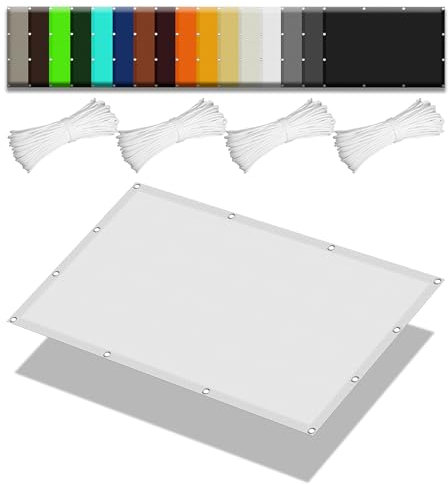 Tenda Parasole a Vela Giardino 5 x 10 m Antivento/Protezione UV Impermeabile Telo Telone con Fune e Occhiellato Protezione UV per Esterno, Giardino e Terrazza, Piscina, Bianco