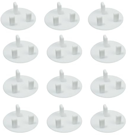 Plug Socket Covers UK for Baby Proofing - 12 Pack Tight Fit Waterproof Wall Socket Protector Set Plug Covers for Indoor and Outdoor Use, White Electric Socket Child Safety Plug Socket Covers
