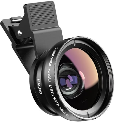 KWTOUL Phone Camera Lens 2-in-1 Lens Kit, 0.45x Super Wide Angle Lens and 15x Macro Lens, Widely Compatible with Popular Smartphones, Tablets, and Laptops from Various Brands Cell Phone Lenses