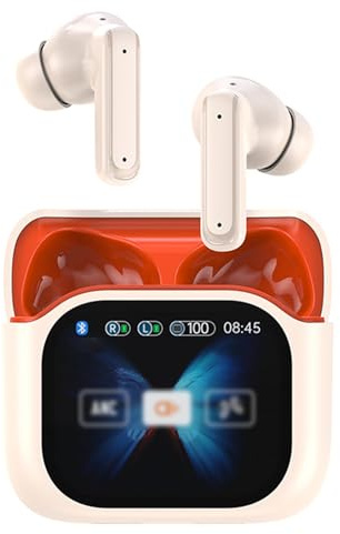 AMSLSIU Hochauflösende In Ear Kopfhörer mit Bildschirm für Restaurantbesuche – Komfortabler Dank USB Typ C Ladeanschluss, Fleisch Orange