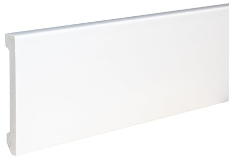 PROVISTON Sockelleiste 16 x 100 x 2000 mm Moderne Fußleiste eckiges Profil Hochwertige Fußleiste Kunststoff Weiß Wasserfest, Robust und Langlebig