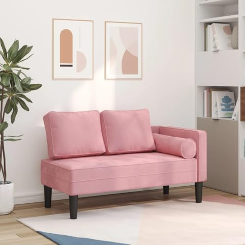 Mokuyary Chaiselongue mit Kissen Rosa Samt Chaiselongue für Wohnzimmer Schlafzimmer Büro, Relaxliege Couch Rosa