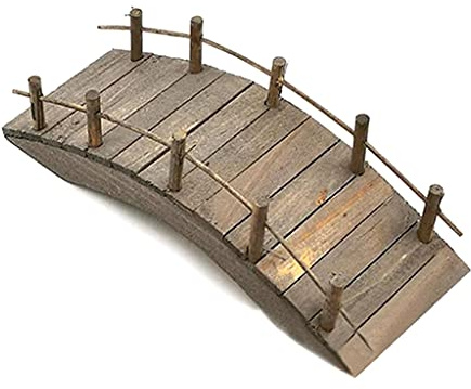 HUAJINGKEJI 1:12 Wooden Arch Bridge with Railings Miniatures Fairy Garden Miniature Craft for Landscaping Ornaments Garden Arch Bridge