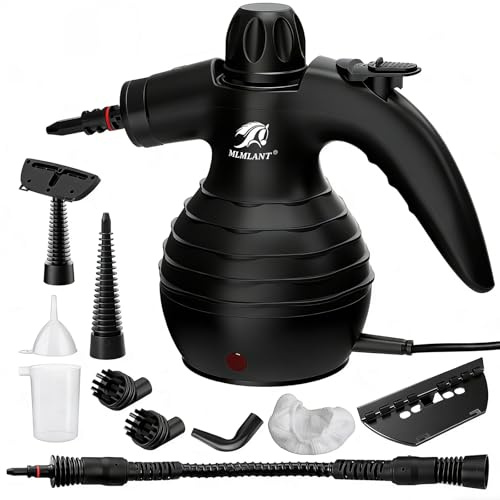 MLMLANT Handdampfreiniger, multifunktional mit Sicherheitsverriegelung und 10-teiligem Zubehörset, für Haushalt, Auto, Teppich, Sofa und Küche