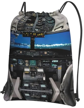 Zcmkjlg Flugzeug-Cockpit-Tasche mit Kordelzug, mit Reißverschlusstasche, faltbarer Tagesrucksack, verstellbar, für Camping, Festival, Ausflüge