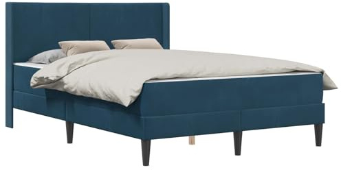 vidaXL Bettrahmen mit Matratze Blau 120 x 200 cm Samt, Modernes Schlafzimmermöbel, Rechteckiges Bettgestell, Moderner Samt, Komfortable plüschige Matratze, Elegantes Design, Minimalistischer Stil