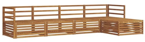 vidaXL Outdoor-Sofagarnitur 5 pcs Natur Massivholz Akazie, Gartenlounge, Moderne Outdoor-Sofa, gemütliche Sitzgruppe, langlebige Terrasse für entspannte Stunden