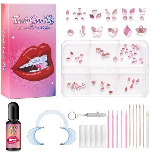 PYRUVAE Kit Strass Dentaire, Strass Dentaire, Tooth Gem Kit, Bijoux Dentaire, Ornements Dents, Grillz, Strass, Dents Accessoires, Für Fêtes Cosplay Maquillage