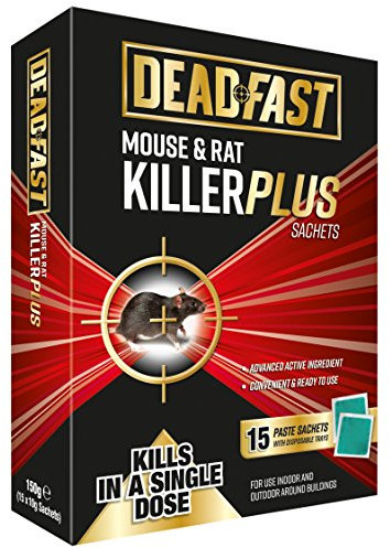 Deadfast 20300393 Mouse and Rat Killer Plus Poison, 15 Sachets - Green