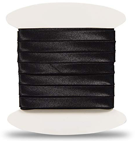 Schöne Satin schrägband - Satin schrägband ideal für raffinierte Abschlüsse sowohl an der Außenseite Ihrer Kreationen als auch zum Abdecken Ihrer Nähte. (Um 10 Meter, Schwarz)