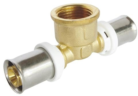 SOMATHERM FOR YOU, Té à sertir pour tube multicouche Ø16 Femelle 15/21 - Raccordement facile et rapide, compatible avec profils U, H, TH - Norme NF 545 - Sécurité d'étanchéité