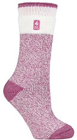 HEAT HOLDERS - Femme Chaudes Polaire Fantaisie Chaussettes Thermiques pour Hiver (37-42 EU, Snowdrop Rose)