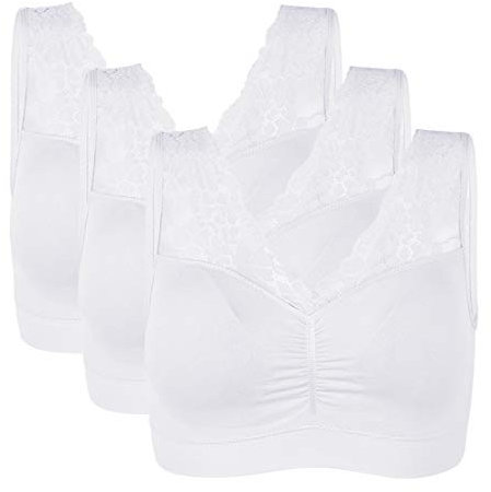 Vertvie Womens Strech Ohne Buegel Push up Yoga Sports BH Bra Top Set Fuer Fitnesstraining Polsterung 3er Pack(3 Weiß,S)