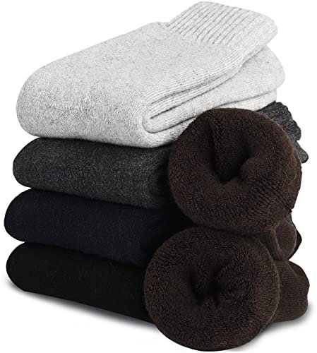 VoJoPi Calze Uomo Invernali, 5 paia Spessa Calze Termiche Uomo, Elasticità Calze Lana Uomo per Zone Fredde, Lavoro, Sportivi, Sciare