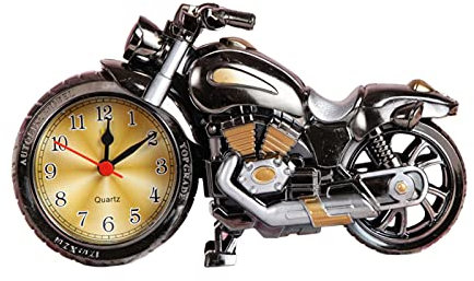 DZAY Vintage Wecker Motorrad Modell Studenten Alarm Clock Tisch Schreibtisch,Retro-Stil Tischuhr für das Büro zu Hause Dekoration Kinder Erwachsene Einzigartiges Geschenk für Motorliebhaber (A)
