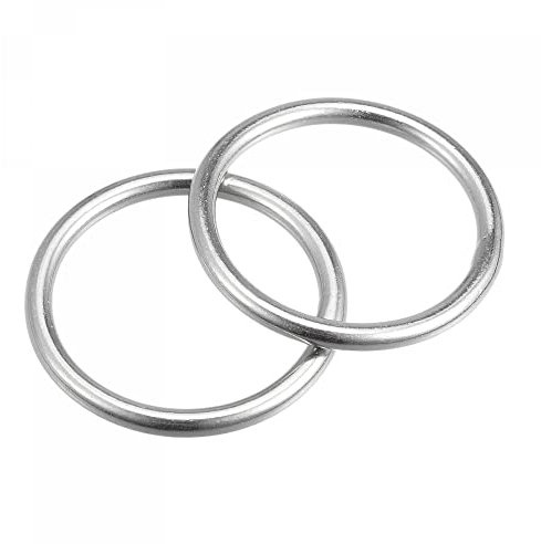 sourcing map 316 Inoxidable Acero Redondo Anillo Soldado Junta Tórica 35mm(1.38) ID 4mm Grosor 2uds