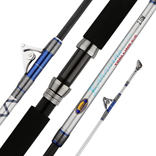 YADLCR Bootsangeln Trolling Rute 1.98m 2.1m Big Game Konventionelle Bootsrute Stand-Up Pulley Guides Angelrute Salzwasser Offshore Heavy Insert Trolling Ruten (Size : 1.98m)