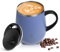 Ideus Kaffeebecher 470 ml (16 oz), doppelwandige vakuumisolierte Kaffee- und Teetasse aus Edelstahl mit rutschfestem Griff und Schiebemoduldeckel und großem Volumen (Himmelblau)