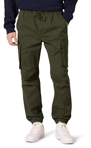 Amazon Essentials Pantaloni Jogger Cargo con Coulisse in Vita dalla vestibilità Standard Uomo, Verde Oliva Scuro, L