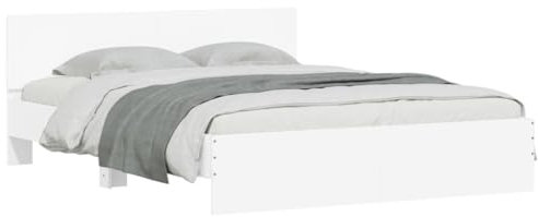 vidaXL Bettgestell, Bettrahmen mit Lattenrost, Bett Gästebett mit Kopfteil, Doppelbett Schlafzimmerbett Schlafzimmermöbel, Weiß 140x200cm