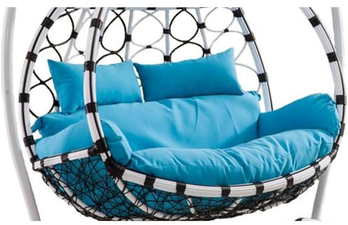 2 Person Suspendu Hamac Oeuf Chaise Coussins Balançoire Panier Suspendu Coussin de Siege avec Oreiller Épaissir Siège de Chaise Rotin Fauteuil Chaise Suspendue d'extérieur pour Deux Personnes