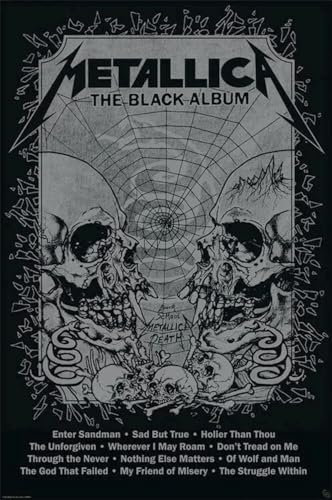 BUY ART FOR LESS Offiziell lizenziertes Metallica – schwarzes Album 61 x 91 cm Kunstposter – dekorativer Druck – Posterpapier – fertig zum Rahmen