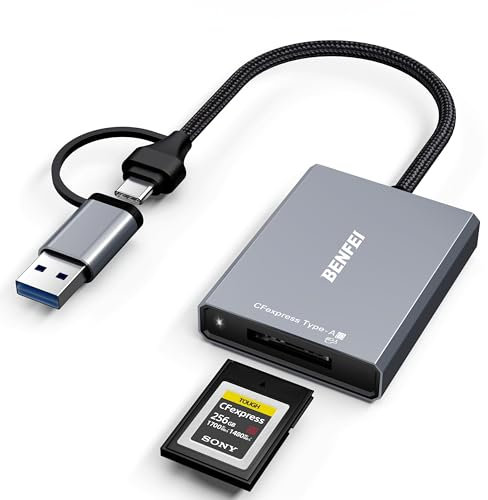 BENFEI CFexpress Type A Card Reader with USB 3.2 (Gen 2) 10Gbps, USB-C&USB-A 2-in-1 Type A CFexpress Adapter, Compatible with Windows/Mac/Linux/Android