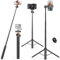 VRIG 145cm Selfie Stick + Stativ, TP-16 Kamera Stative mit Handyhalterung und Cold Shoe, 360° Kugelkopf Handy Stativ Tripod für Sony Canon Kamera Samsung iPhone Action Camera