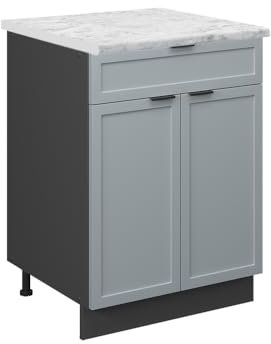 Vicco Mueble bajo de cocina Fame-Line, Azul claro-gris, 60 cm con cajón, ET Mármol