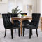 SoarFlash Ensemble de 4 Chaises de Salle à Manger en Velours, avec Dossier à Ailes tapissé, piquetage à Boutons, Garniture rivetée, Anneau décoratif de Dossier et Jambes en Bois, Noir
